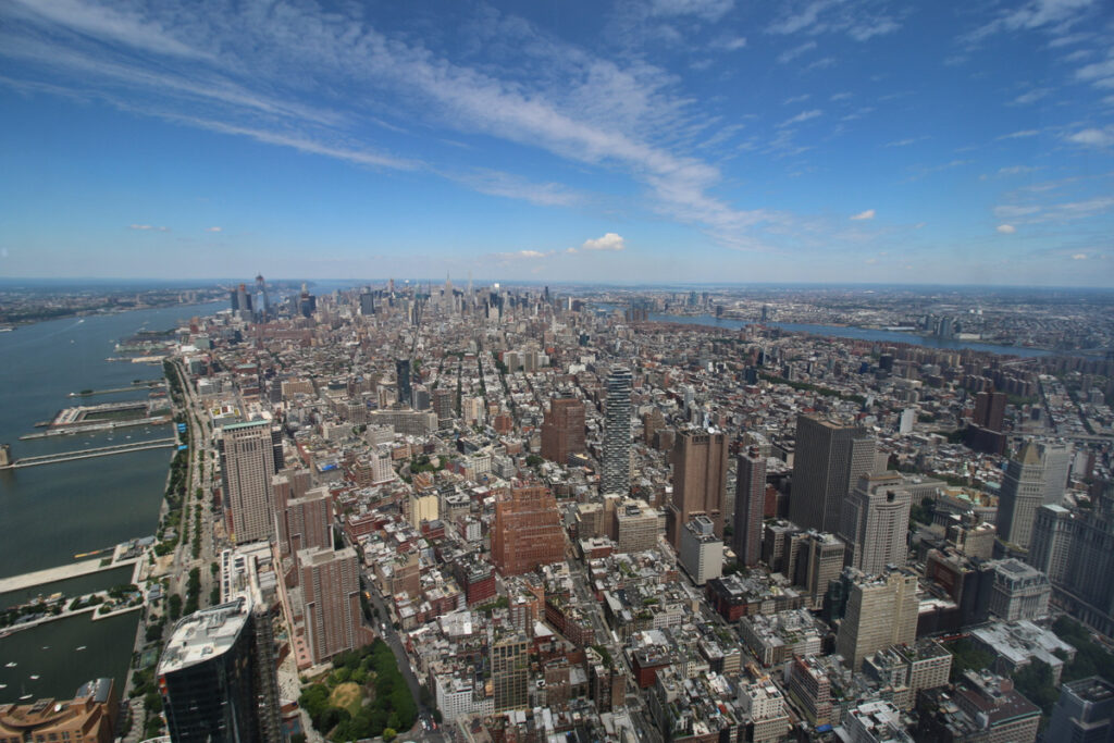 A view of New York City from One World Observatory.
