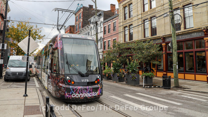 A streetcar in Cincinnati