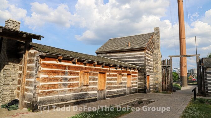 A 2022 view of the recreated Fort Nashborough in Nashville, Tennessee.