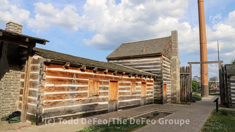 A 2022 view of the recreated Fort Nashborough in Nashville, Tennessee.