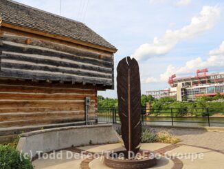 A 2022 view of the recreated Fort Nashborough in Nashville, Tennessee.