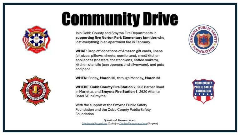 Smyrna, Cobb fire departments, public safety foundations organize donation drive for families displaced fire